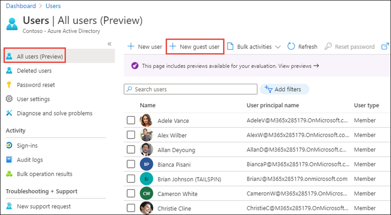Screenshot of the Users - All Users screen
