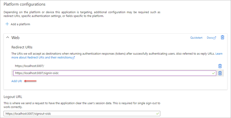 Screenshot of the Authentication page