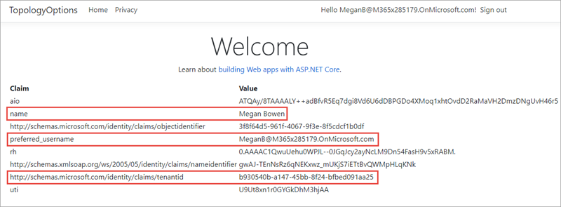 Screenshot of the web application with user details