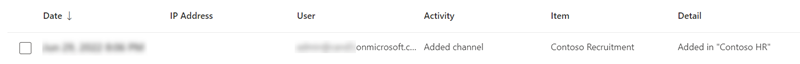 Screenshot of auditing log search result
