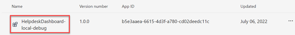 Screenshot of developer portal apps