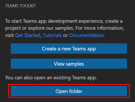 Screenshot of open folder for team toolkit