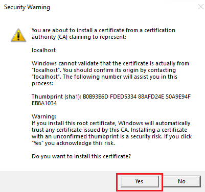 Screenshot of Localhost certification