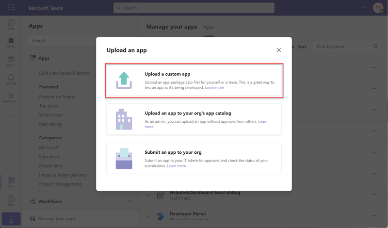 Screenshot of uploading a tab