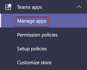Screenshot of Teams apps left menu
