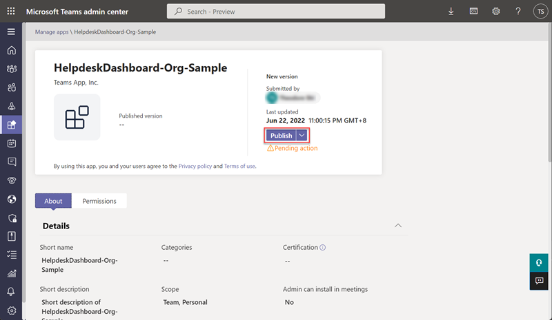 Screenshot of approving a custom app