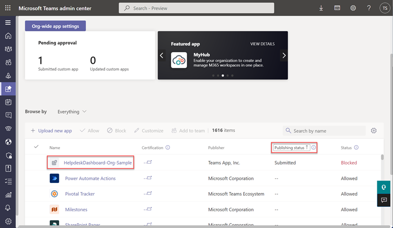 Screenshot of submitting apps