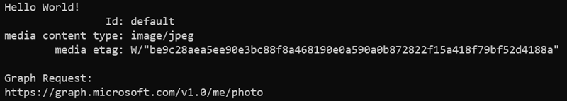 Screenshot of the console application showing a specific user