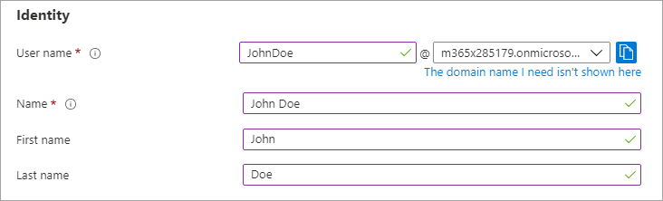 Screenshot creating a new user