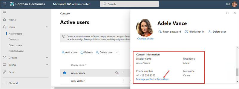 Screenshot of a user's details