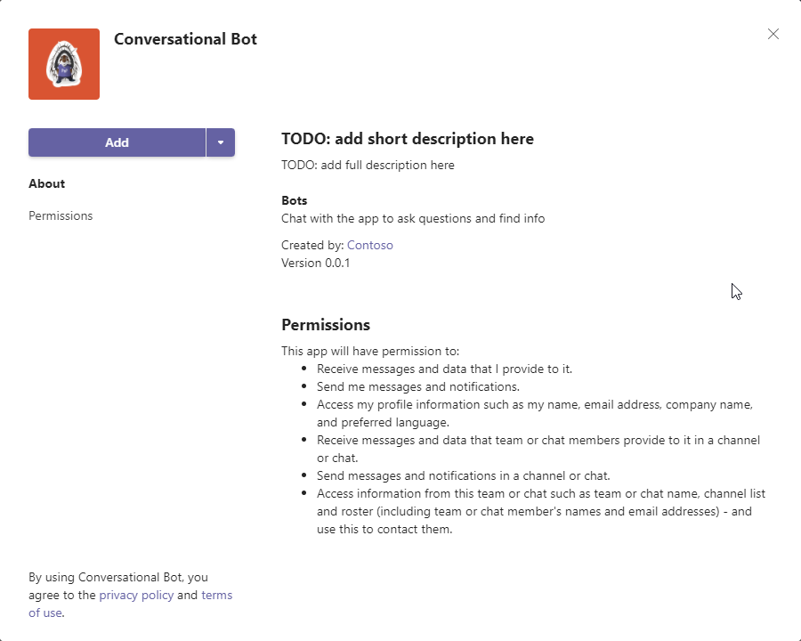 Screenshot of Microsoft Teams app.
