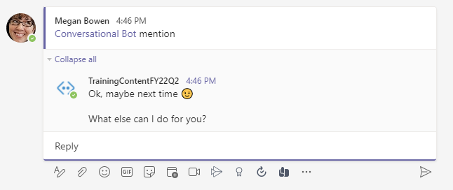 Screenshot of the conversation with incorrect response.