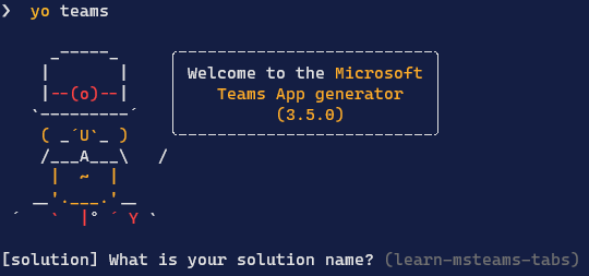 Screenshot of the Yeoman generator for Microsoft Teams