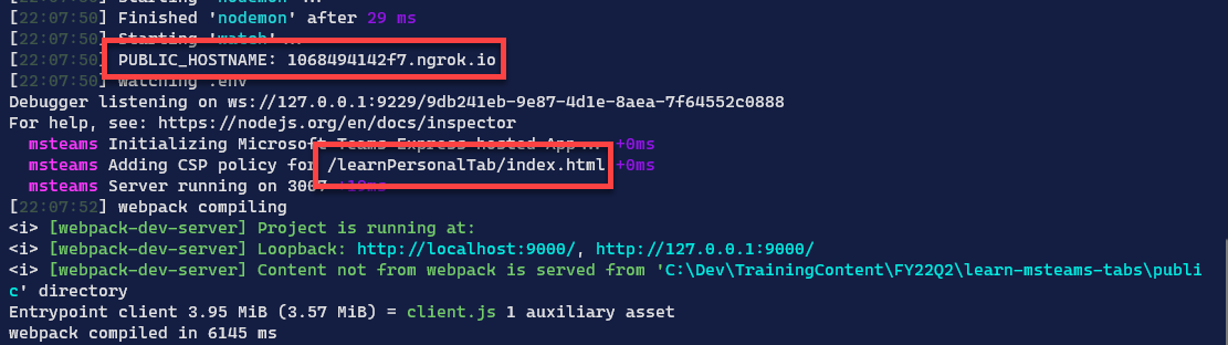 Screenshot of gulp ngrok-serve