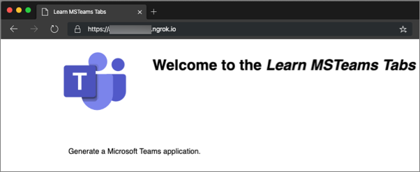Screenshot of the local web app hosting the Teams tab project - project homepage