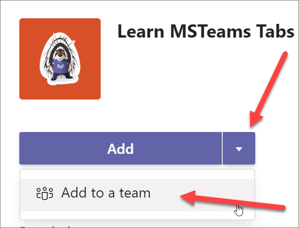 Screenshot adding a channel tab.