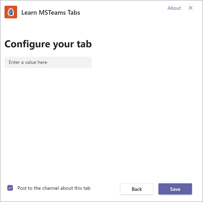 Screenshot of the tab configuration page.
