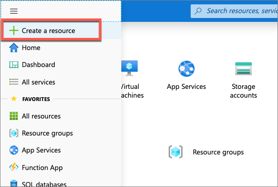 Screenshot of the primary Azure navigation.