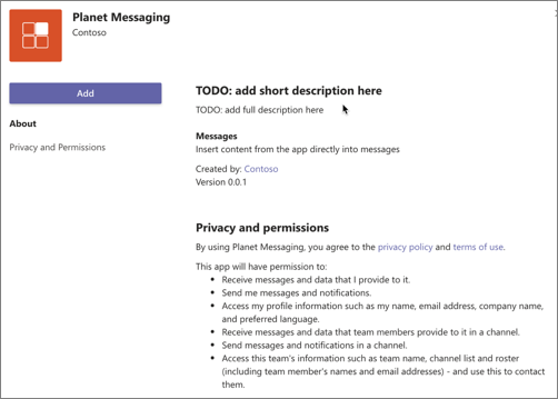 Screenshot of Microsoft Teams app.