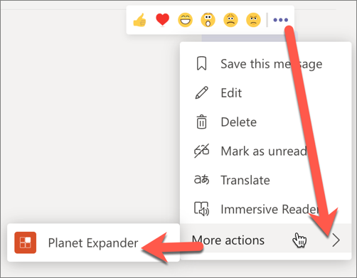 Screenshot of messaging extension in the compose message box - step 2.