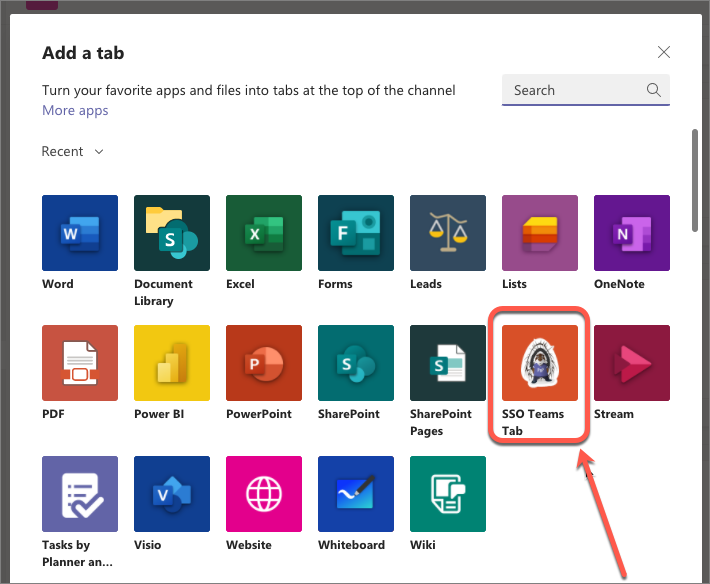 Screenshot installing a new tab, step 3.