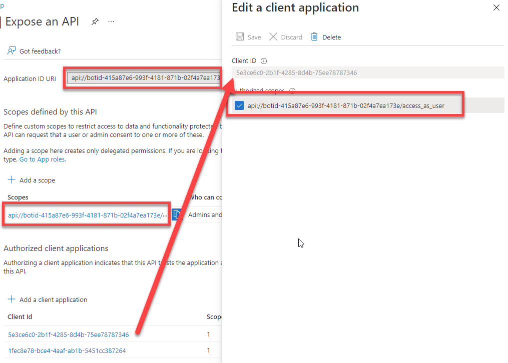 Screenshot of updated expose API settings.