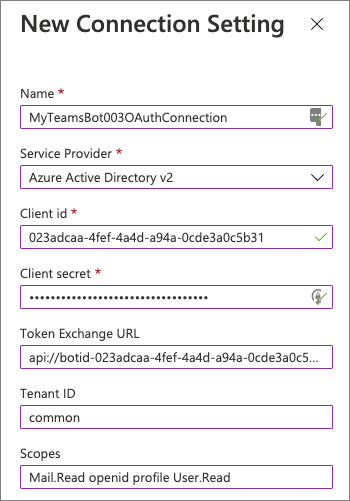 Screenshot of the connection setting form.