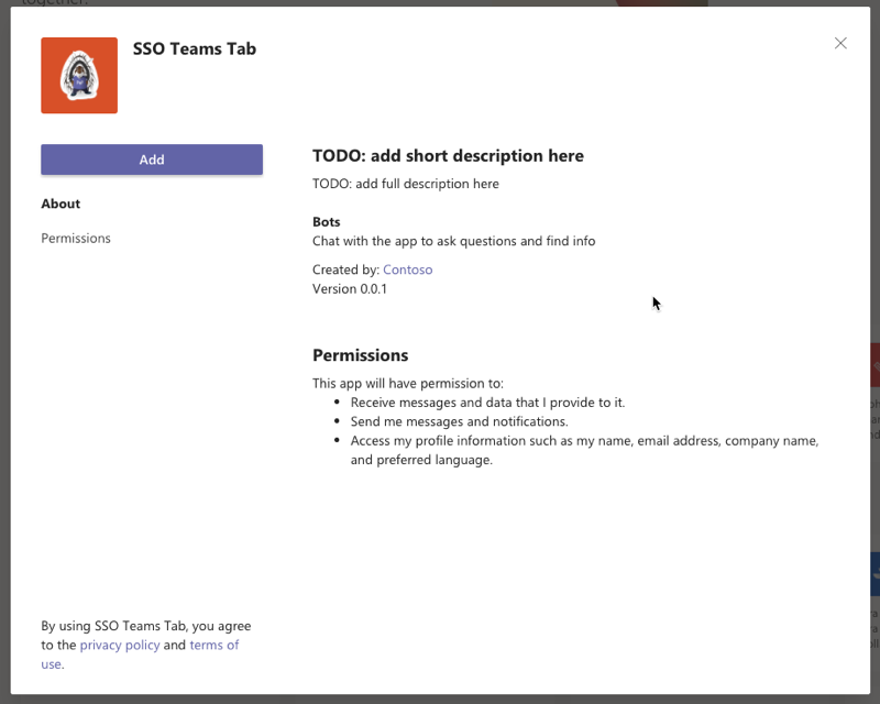 Screenshot of Microsoft Teams app.