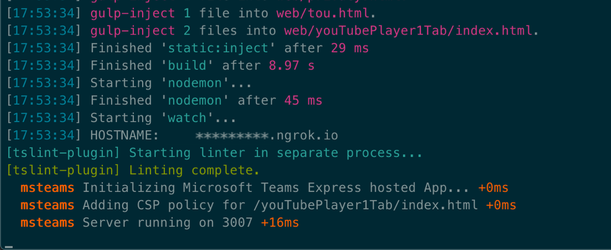 Screenshot of gulp ngrok-serve.