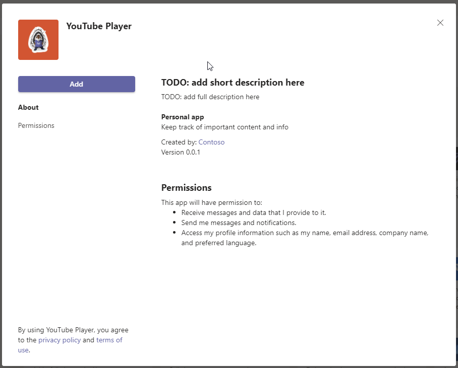 Screenshot of Microsoft Teams app.