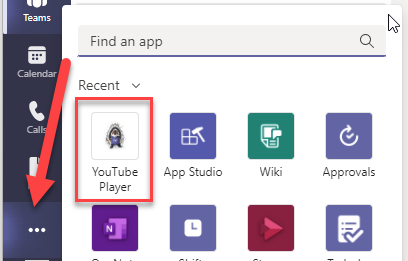 Screenshot of the installed Microsoft Teams app in the More added apps dialog.