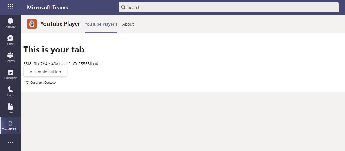 Screenshot of the installed Microsoft Teams app personal tab.