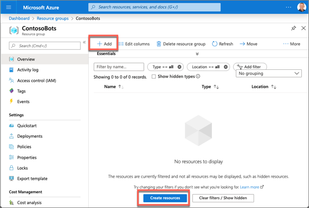 Screenshot of creating a new resource - create a resource group.