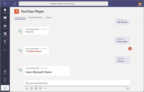 Screenshot of the default message.