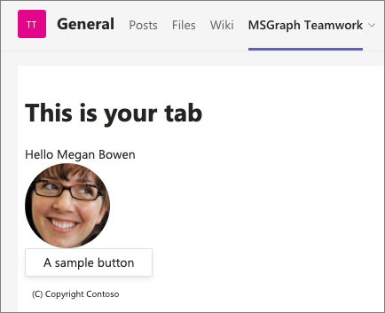 Screenshot of the tab displaying the user's profile photo from Microsoft Graph.