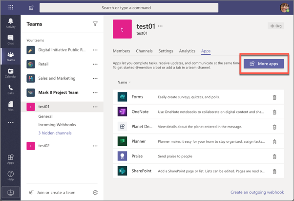 Screenshot of the Manage channel page.