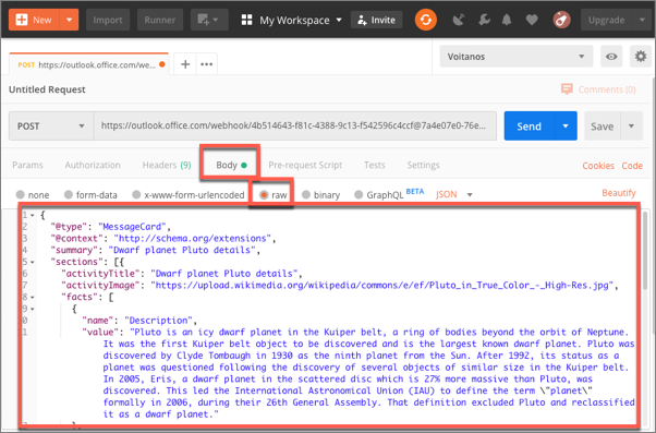 Screenshot of the Body tab in Postman.